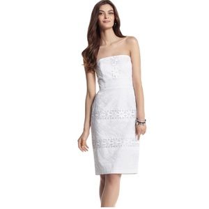 White House Black Market Embroidered Strapless Dress Size 4